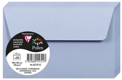 Image de Enveloppes Clairefontaine Pollen, 20 pièces, bleu lavande, 90 x 140 mm, 120 g