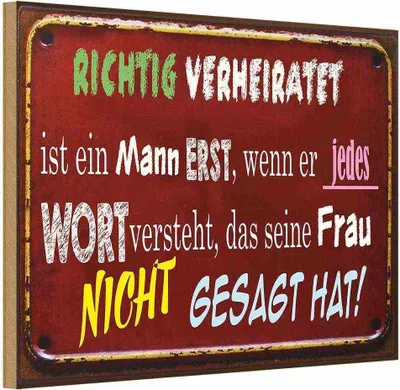 Produktbild von vianmo Holzschild 12x18 cm Achtung Verheiratet ist Mann Warnschild Hinweisschild