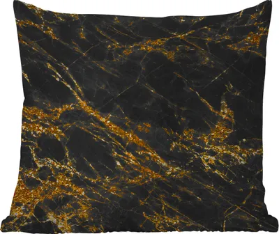 Produktbild von MuchoWow® Outdoor Kissen - Marmor - Gold - Schwarz - 50x50 cm - Wetterfest - Lounge Kissen - Komfortabel - Kissen mit Bild