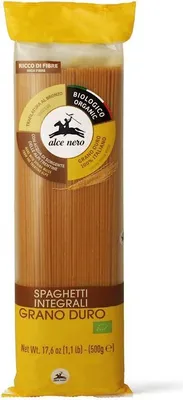 Produktbild von Alce Nero Spaghetti aus -Vollkornhartweizen 500 g, Spaghetti, Lange Nudeln, 500 g, 342 kcal, 1447 kJ, 1,9 g