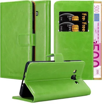Produktbild von Cadorabo Hülle für Samsung Galaxy A7 2015 Schutzhülle in Grün Handyhülle Book Tasche Case Etui Luxury