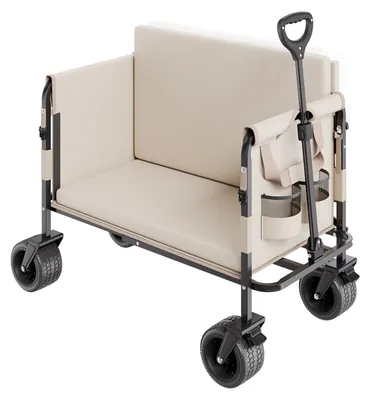 Image de Chariot à provisions VEVOR, capacité de charge 250kg, chariot pliable 2 en 1, transformable en banc, chariot d'extérieur pour les courses alimentaires, le camping, le jardinage