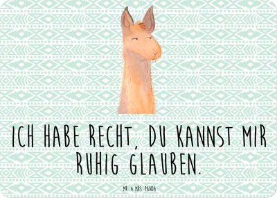 Produktbild von Mr. & Mrs. Panda tafel Lamakopf Genervt DIN A3 - Aztekenblau - Geschenk, Türschild, Freundin, Blechschild, Lamas, Schild, Wandbild, Lama, Azubi, Magnetschild, Beste