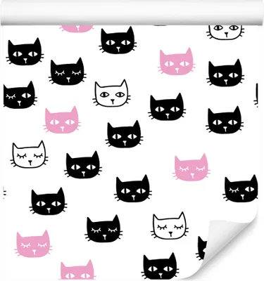 Produktbild von 10m VLIES TAPETE Rolle Kinderzimmer Kleine Bunte Katzen Natur Muster XXL