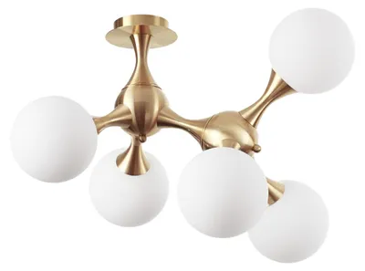 Produktbild von Zeitgenössische Deckenleuchte Nodi Metall Messing 5 Lichter E14