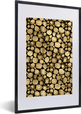 Produktbild von MuchoWow® Gerahmtes Poster Muster - Pantherdruck - Gold 40x60 cm - Poster mit Schwarzem Bilderrahmen Wandposter Rahmen Foto Bilder - Poster in Rahmen