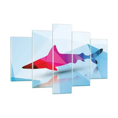 Produktbild von Bilder auf glas - Hai Illustration modern Grafik - 150x100cm - Glasbilder - Wandbilder - Kunstdruck - zum Aufhängen bereit - Wanddekoration aus Glas - Glas Bilder - Wandbild auf Glas - GEA150x100-2813