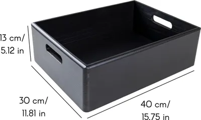 Produktbild von Creative Deco XL Schwarze Holzkiste Obstkiste Korb - 40x30x13cm (+/-1cm) - mit Griffen