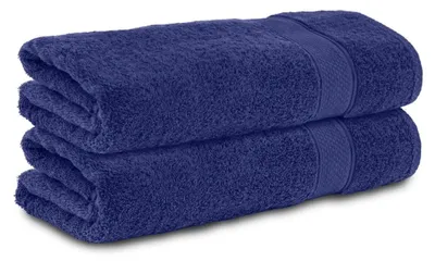 Zdjęcie produktu dla Komfortec zestaw 2 ręczników pod prysznic, rozmiar 70x140cm, podwójne opakowanie, %100 bawełna, ręczniki, frotte, miękkie, chłonne, granatowe