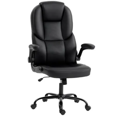Produktbild von Bürostuhl – Drehbarer Gaming-Stuhl – mit Wippfunktion – klappbare Armlehnen – höhenverstellbar – ergonomisch – 71 × 71 × 130 cm – schwarz