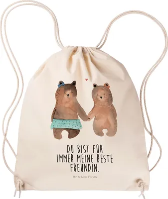 Produktbild von Mr. & Mrs. Panda Sportbeutel Bär Freundin - Transparent - Geschenk, Teddy, wander rucksack, Beutel, gym, Jutebeutel, freizeit