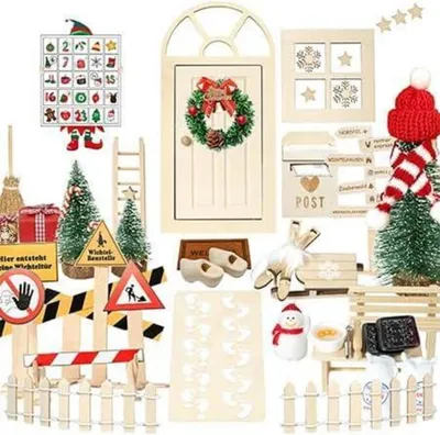 Immagine prodotto di Qanmua 51 pezzi elfo porta set Natale elfo porta luci fai da te bambini