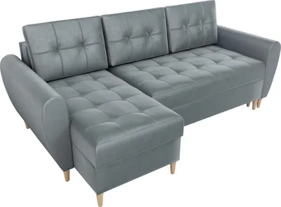 Produktbild von BroMARKT Ecksofa mit Schlaffunktion und Bettkasten Henry Grau Samtstoff Links