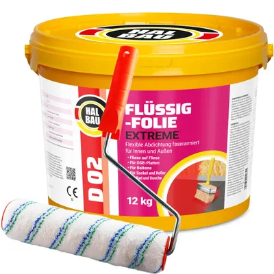 Produktbild von Flüssigfolie 12kg Dichtfolie Dusche Bad Balkone Wassersperre + Roller 25cm D02