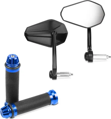 Obrázek produktu pro Sada koncového zrcátka na řídítka a rukojeti řídítek 2x 22 mm modrá