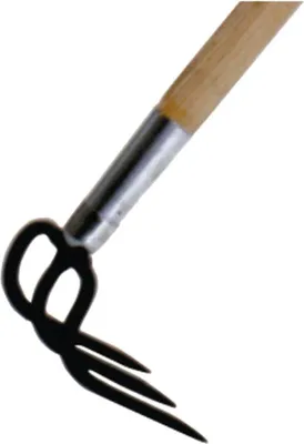 Image de Hachette de jardin 4 dents 11x13cm, avec manche 140cm