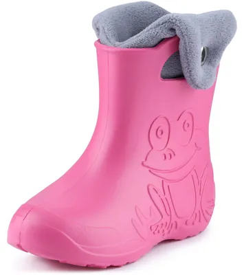 Produktbild von Ladeheid Eva Kinder Jungen Mädchen Gummistiefel Regenschuhe gefüttert LA-CA-04 (Rosa/Grau, 32/33 EU)