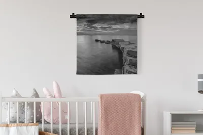 Produktbild von MuchoWow® Wandteppich Wandbehang Steinweg zum Meer 60x60 cm Tapisserie Dekoration Wandtuch - Dekorationen - Wand Decke