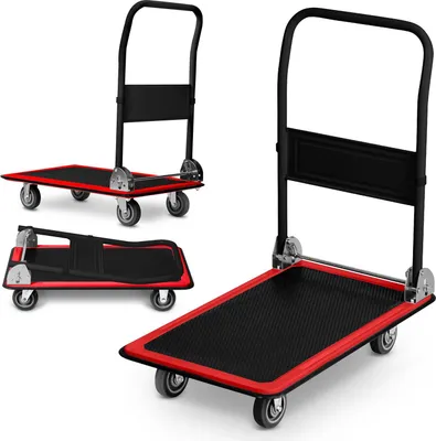 Zdjęcie produktu dla Wózek transportowy platformowy HM-505 czarno-czerwony