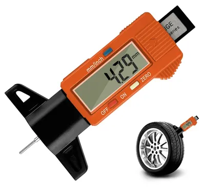 Produktbild von Reifenprofiltiefenmesser Profiltiefenmesser - 0-25,6 mm - Digitales Display - Orange