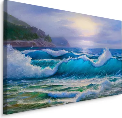 Produktbild von Fabelhafte Canvas LEINWAND BILDER 100x70 cm XXL Kunstdruck Meer Wellen Möwen Himmel