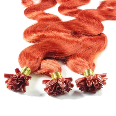 Immagine prodotto di hair2heart estensioni di capelli umani - 25 ciocche 1g 50cm 8/43 biondo chiaro rosso-oro