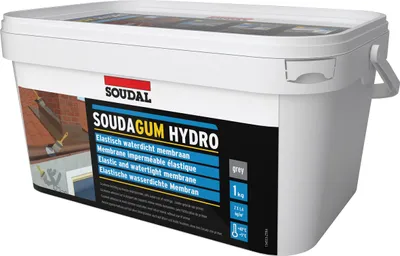 Image de Soudal 1K Soudagum Hydro Kit, imperméabilisant applicable au pinceau, gris (avec pinceau, voile de renfort et gants jetables) 1 kg