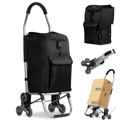 Produktbild von HOMELUX Einkaufstrolley - Leicht, Große Kapazität, Klappbar | Bequemer Einkaufswagen für Alle, Ideal für Reisen, Schwarz 244