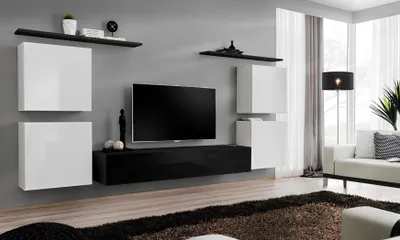 Immagine prodotto di Parete attrezzata bianca completa Parete attrezzata Soggiorno credenza porta TV moderno