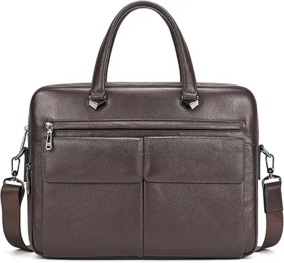 Imagen del producto de Maletín de cuero para hombre, funda para portátil de 15.6 pulgadas