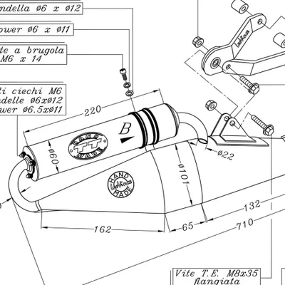 Immagine prodotto di LeoVince sistema di scarico completo HAND MADE TT con omologazione, alluminio compatibile con Piaggio Typhoon / 50 / ZIP Fast Rider / ZIP Kat AC