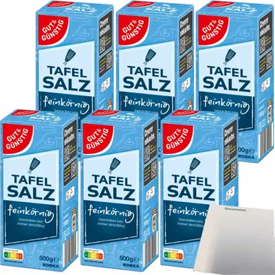 Produktbild von Gut & Günstig Tafelsalz feinkörnig leicht löslich 6er Pack (6x500g Packung) + usy Block