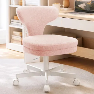 Produktbild von Schminkstuhl - CH500 Bürostuhl - Höhenverstellbar - Drehbar - Ergonomisch - Mit Rollen - Ohne Armlehnen - Rosa