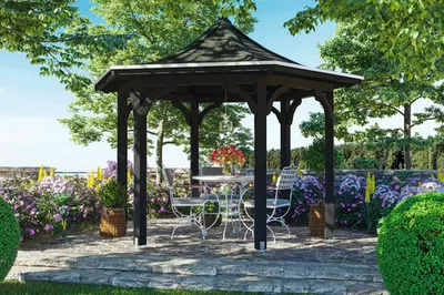 Produktbild von Pavillon SKAN HOLZ Versailles Leimholz Ø 418 cm anthrazit