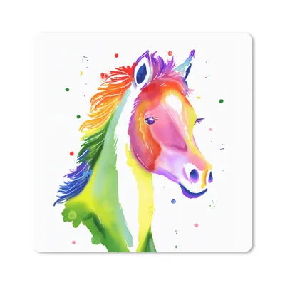 Produktbild von MuchoWow® Mauspad Mousepad Pferd - Farben - Punkte - Mädchen - Kinder - Mädchen 20x20 cm - Mousepads - Maus Mat - Pad - Mausunterlage - Desk Mat - Bureauartikeln