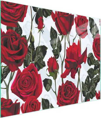 Produktbild von Schneidebrett & Servierplatte aus Glas mit Rosenmotiv, 52x30 cm, bruchsicher und hygienisch