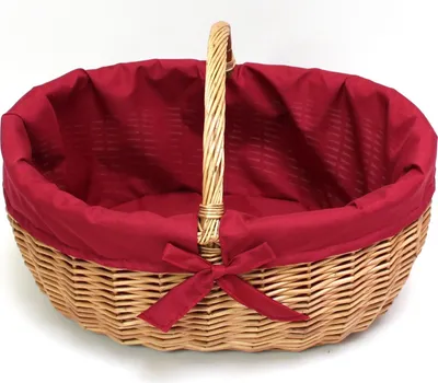 Immagine prodotto di Cestino in vimini 47x36cm con inserto in tessuto rosso