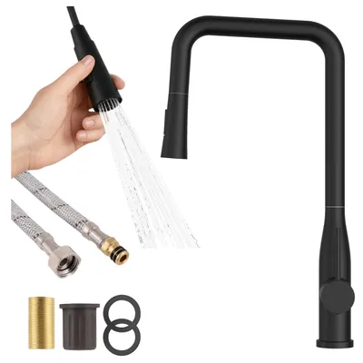 Obrázek produktu pro Granitan - Kuchyňská baterie - Dřezová baterie výška 46 cm - Vodovodní baterie černá - VECTOR