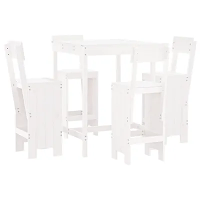 Produktbild von 5-tlg. Gartenbar-Set Weiß Massivholz Kiefer