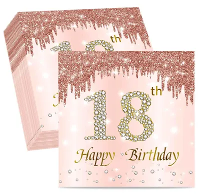 40 Geburtstagsservietten 18. Geburtstag, Roségold, 33x33 cm