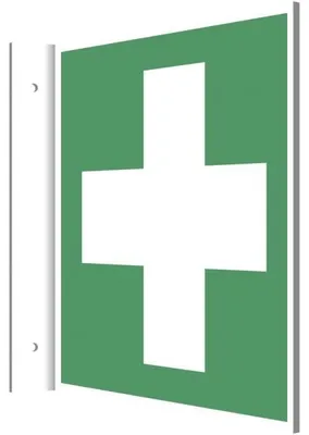 Produktbild von Dreifke® Fahnenschild Erste Hilfe, ISO 7010, Kunststoff, 200x200 mm