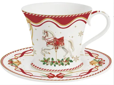 Produktbild von Tasse mit UT Christmas Tale Schaukelpferd für 200ml aus Porzellan Easy Life