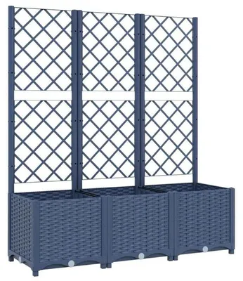 Obrázok produktu pre Kvetináč s mriežkou na popínavé rastliny - záhradný vyvýšený záhon - 120x40x136 cm - Vhodný pre popínavé rastliny - Odolný voči UV žiazeniu a poveternostným vplyvom - Polypropylén - Čierna farba