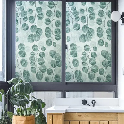Immagine prodotto di Carta decorativa per vetri - Adesivo per vetri - Crea privacy - Adesivo statico - 44,5 x 200 cm - Motivo: foglie verdi