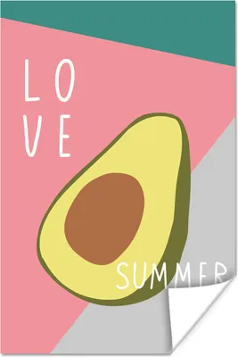 Produktbild von MuchoWow® Poster Avocado - Pastell - Rosa 120x180 cm - Kunstposter