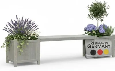 Produktbild von Gartenbank 180cm Parkbank Holzbank mit Blumenkasten Sitzbank Holz 2sitzer Bank