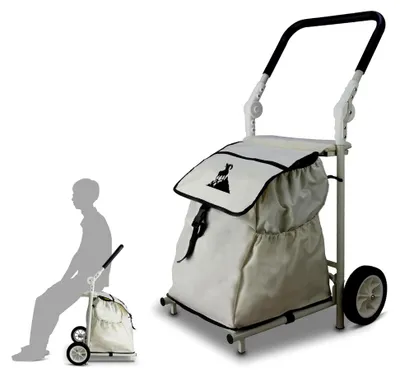 Produktbild von Einkaufstrolley, klappbar bis 50 kg, 120 L Einkaufstasche, Handwagen für Einkäufe oder Transport, auch als Sitz nutzbar (Beige)