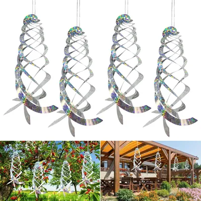 Produktbild von Vogelscheuche 4 Stück, Windspirale Vogelabwehr, für Garten