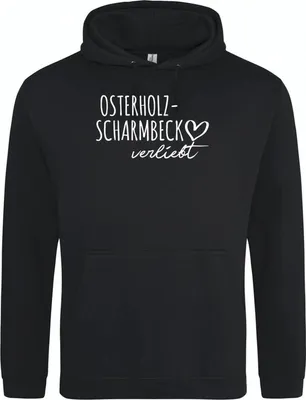 Produktbild von Huuraa Kapuzenpulli Osterholz-Scharmbeck verliebt Geschenk Damen und Herren Sweatshirt Deep Black Größe XXL Vegan Osterholz-Scharmbeck Präsent