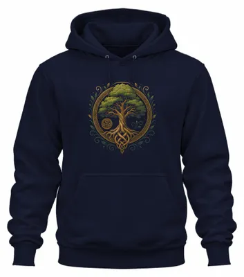 Produktbild von keltischer baum des lebens yggdrasil Wikinger Valhalla Hoodie Kapuzenpullover, Navy, L